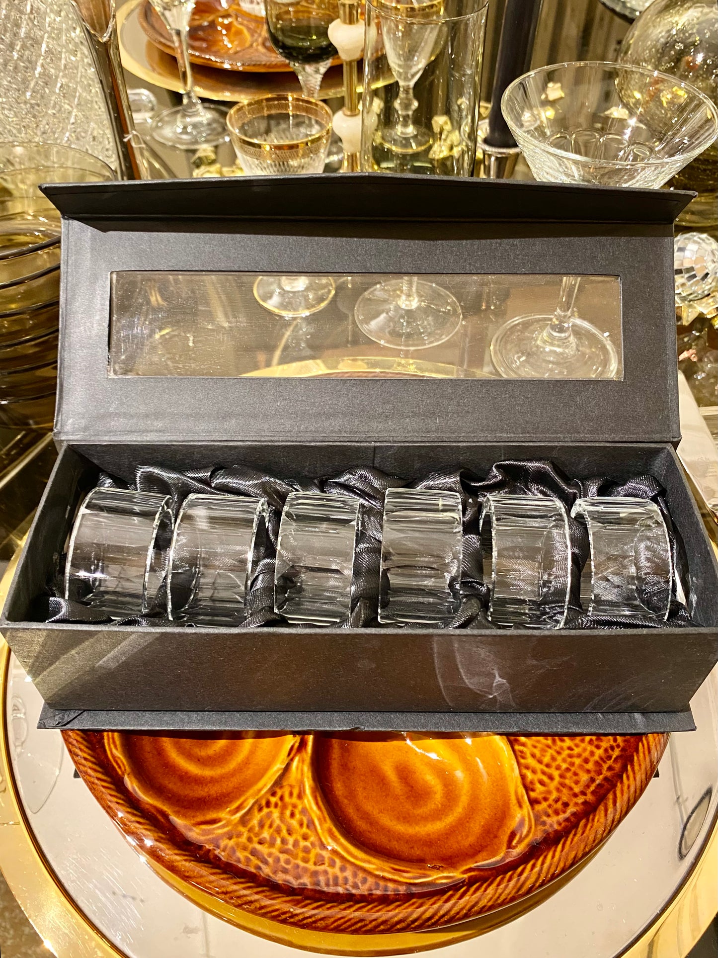 Lot de 6 ronds de serviette en verre