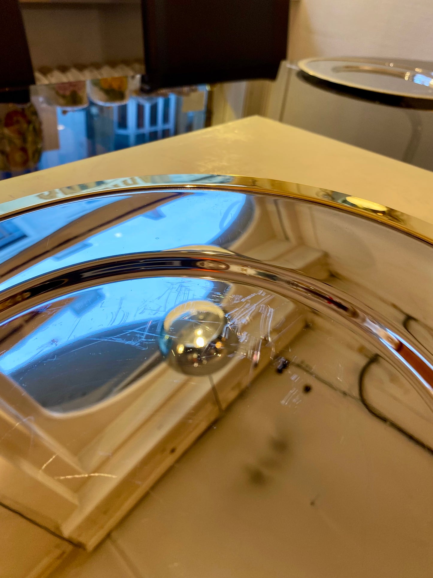 Lot de 4 sous-assiettes Jean Couzon argentées et dorées – inox 18/10