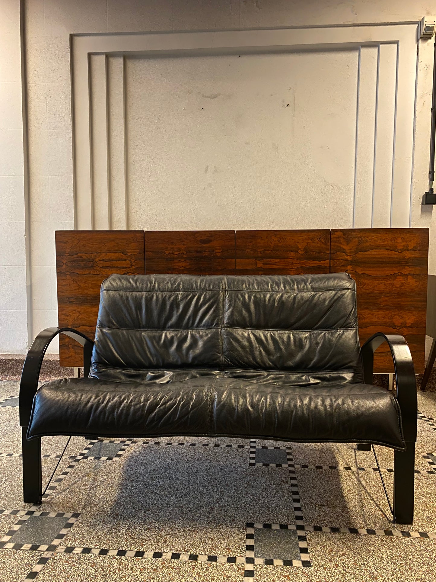Banquette « Polhem » deux places en cuir par Tord Björklund pour IKEA 1980