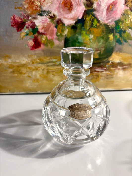 Petite carafe en cristal Val Saint Lambert – étiquette d’origine