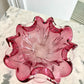 Coupe / vide-poche floral en verre de Murano rose 1960/70