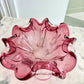 Coupe / vide-poche floral en verre de Murano rose 1960/70