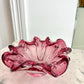 Coupe / vide-poche floral en verre de Murano rose 1960/70