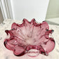 Coupe / vide-poche floral en verre de Murano rose 1960/70
