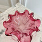 Coupe / vide-poche floral en verre de Murano rose 1960/70