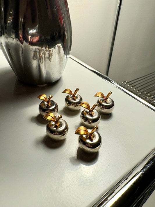 Lot de 6 marque-places / porte-noms vintage en forme de pomme