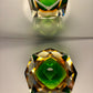 Cendrier Murano sommerso vert et ambre 1960