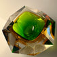 Cendrier Murano sommerso vert et ambre 1960