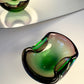 Cendrier / vide poche vert et rose attribué à Murano 1950/60