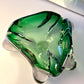 Vide-poche / cendrier vert en verre de Murano 1970