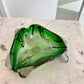 Vide-poche / cendrier vert en verre de Murano 1970
