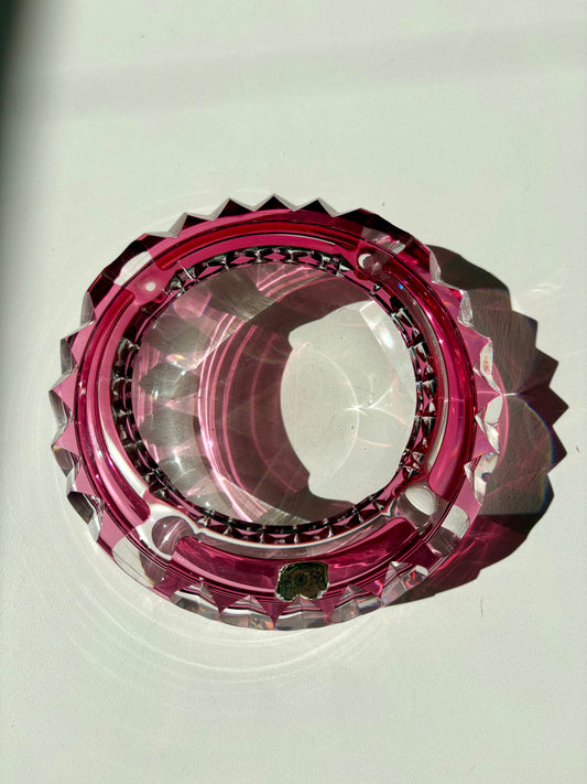 Cendrier en cristal rose Val Saint Lambert 1960-1970