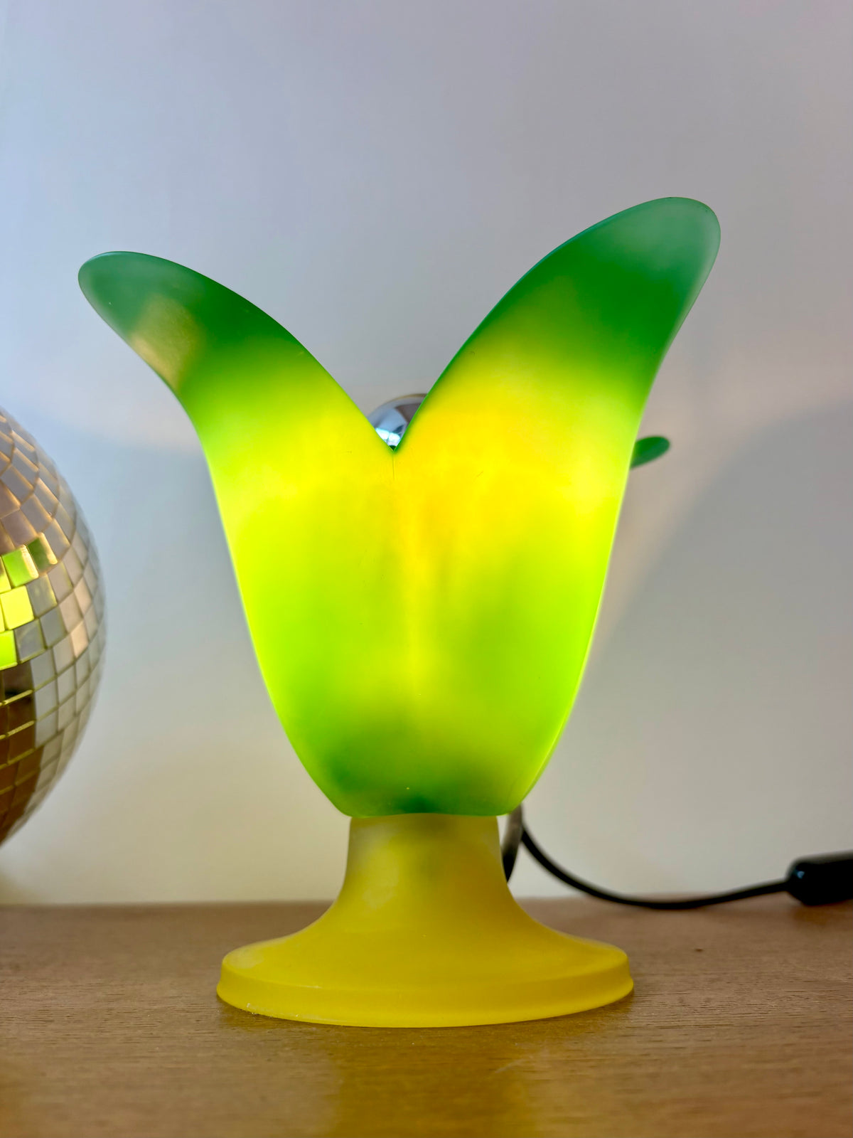 Lampe tulipe vintage Vandeheg en verre dépoli 1980